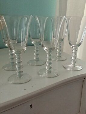 6 Imperial Candlewick Bubble Stem Water/Tea Crystal Glasses